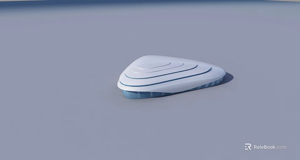 White Triangular Object With Blue Lines And Smooth Modern Design Surface 3d model