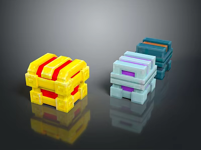 Stylish Stackable Clothing Storage Boxes in Yellow Light Blue and Navy Designs 3d model