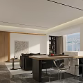 Modern Living And Dining Room Interior With Dark Brown Sofa Coffee Table And Green Plant