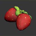 Ripe Fresh Red Strawberries With Green Leaves And Yellow Seeds