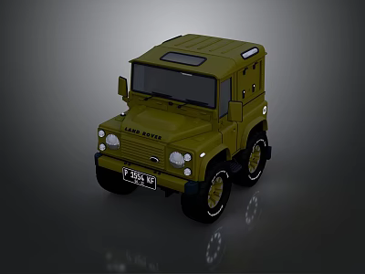 Military Green Land Rover Defender Classic Off Road Vehicle With Roof Rack 3d model