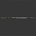 Ornate Decorative Sword With Blue Blade And Golden Accents Shiny Gemstone Embellishments On Handle