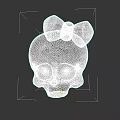 White Skull Sculpture With Decorative Bow On Black Background