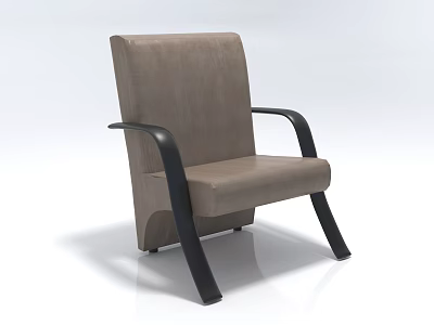 Modern Beige Fabric Armchair With Black Curved Arms And Stable Legs Design 3d model