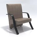 Modern Beige Fabric Armchair With Black Curved Arms And Stable Legs Design