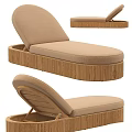 Beige Upholstered Daybed With Wooden Ribbed Frame And Adjustable Backrest