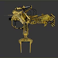 Yellow Four Legged Mechanical Robot Creature With Metallic Joints And Structural Design 3d model