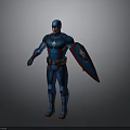 Man Wearing Blue Uniform With Helmet and Star Shield in Standing Pose