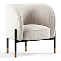 Modern Single Accent Chair With Light Fabric Curved Armrest And Black Metal Legs
