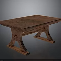 Solid Wood Rustic Table With Unique Sturdy Leg Design And Smooth Tabletop