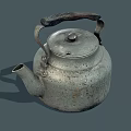 Old Metal Kettle with Worn Finish as Classic Daily Living Product