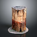 Rustic Wood Stump Decor Featuring Natural Stone Base And Textured Surface 3d model
