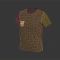Brown Knitted T-shirt With Yellow Sleeves And Cute Bear Patch On Chest