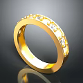 Elegant Gold Ring With Small Diamonds Smooth Shiny Surface And Reflection