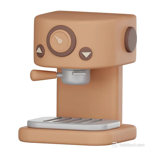 Brown Smart Coffee Machine With Control Knob Button And Drip Tray For Home Kitchen 3d model
