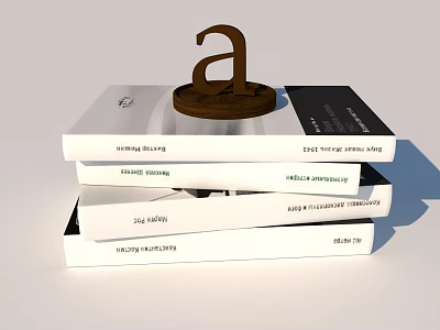 Stacked Books With Letter A Decoration On Top For Reading Collection 3d model