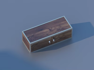 Wooden Storage Box With Two Drawers And Natural Wood Grain Surface 3d model