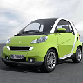 Green Two Seater Compact Car With Modern Design For City Commuting And White Roof