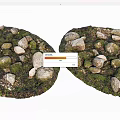 Natural Stone and Wood Circular Garden Decor Covered in Lush Green Moss