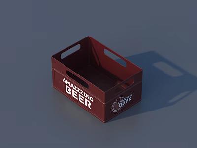 Red Beer Crate With Handles And Amazing Beer Text Design 3d model