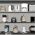 Different Types of Modern Household Appliances Displayed on Shelves for Home Use
