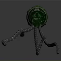 Sci Fi Green Mechanical Creature With Tentacles And Glowing Green Light 3d model