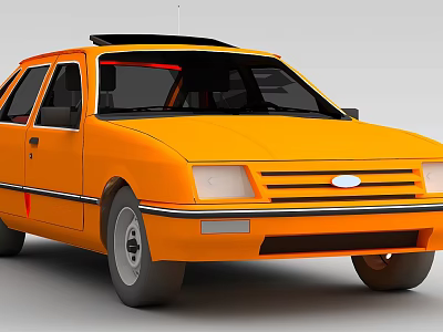 Orange Ford Sedan With Black Roof And Classic Front Grille Design 3d model