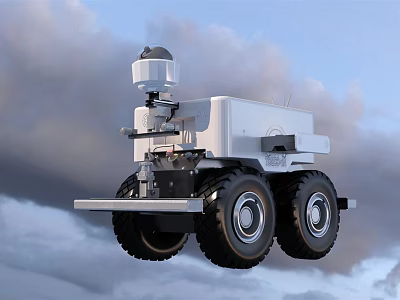 Projection Monitoring Mobile Robot With Advanced Surveillance Equipment For Outdoor Security Patrol 3d model