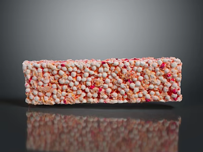 Rice Crispy Treat with Orange and Pink Sprinkles on Black Surface with Reflection 3d model
