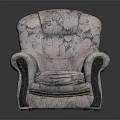 Single Sofa with Marble Pattern Pink and White Upholstery and Decorative Armrests 3d model