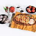 Grilled Chicken With Fresh Watermelon Tomatoes Garlic Chilies And Herbs