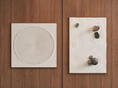 Zen Style Wall Decor With Circular Spiral And Stone Patterns 3d model