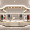Luxury Modern Jewelry Store Interior Design With Golden Trim Display Counters And Soft Ambient Lighting
