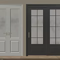 White and Dark Gray Double Doors with Frosted Ribbed and Grid Glass for Interior Design