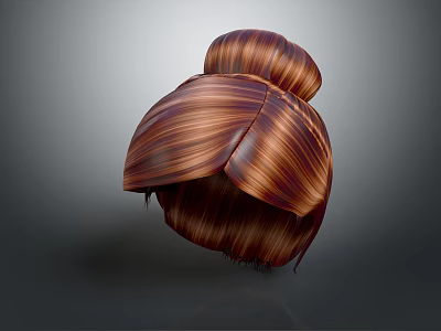 Biological Organ With Hairy Texture And Curved Brown Red Surface Structure 3d model