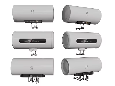 Various White Water Heaters With Control Panels And Mounting Parts For Home Daily Use 3d model