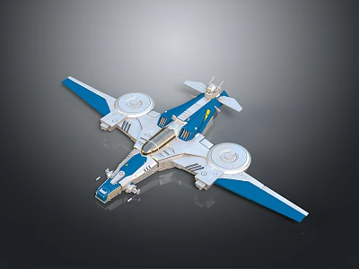 Cosmic And Aerospace Themed Blue White Space Shuttle Model With Detailed Exploration Design 3d model