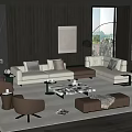 Minotti Modern Sofa Coffee Table Combination Corner Sofa Leather Sofa Coffee Table Leisure Chair Large Flat 3d model