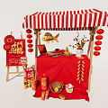 New Year Booth Spring Festival Booth Lantern Ornaments Fish Lamp Firecrackers Ornaments 3d model