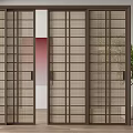 Ancient rattan sliding door 3d model