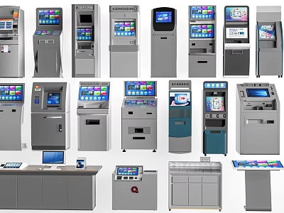 Modern bank all-in-one machine self-service teller machine number machine terminal machine 3d model
