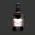 Sci Fi Potion Bottle With Metallic Texture Blue Liquid Red Strings And Water Drops