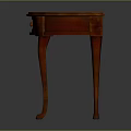 Elegant Red Half Moon Wooden Table With Curved Legs Classic Design