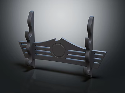 Gray Symmetrical Household Support Stand With Circular Center And Striped Structure 3d model