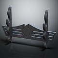 Gray Symmetrical Household Support Stand With Circular Center And Striped Structure