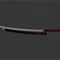 Traditional Samurai Sword Weapon With Silver Blade Red Gold Hilt And Black Scabbard