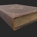 Vintage Book with Brown Leather Cover and Intricate Circular Decorative Pattern