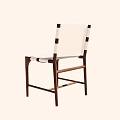 Leisure Chair with Wooden Frame White Fabric Backrest and Black Stripe Accents for Modern Spaces