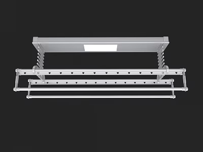 Modern Silver Ceiling Mounted Clothes Hanger With Light And Hanging Rods 3d model