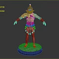 Ancient Warrior 3D Model With Traditional Armor Helmet And Muscular Build Standing On Circular Pedestal